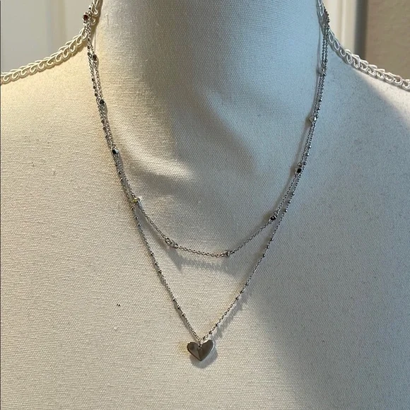 Kendra Scott Silver Layered Heart Necklace - Picture 1 of 3